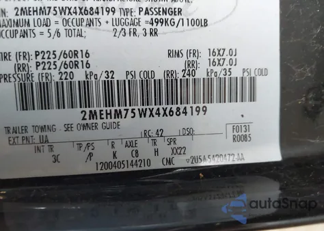 2004 Mercury Grand Marquis Ls z USA, uszkodzony, nr VIN 2MEHM75WX4X684199